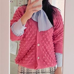 Used size small Mango pink cardigan buttons are customized.
